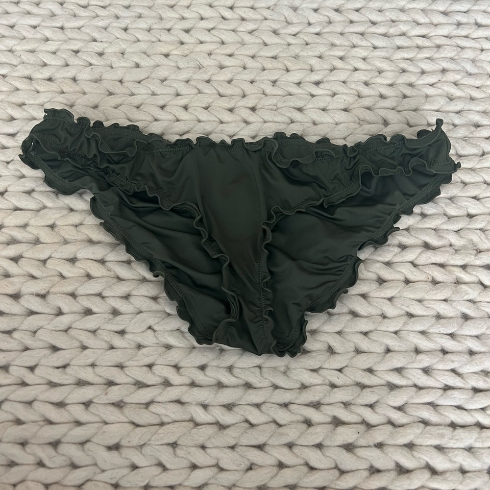 Victoria's Secret Dark Green Ruffle Bikini Bottoms